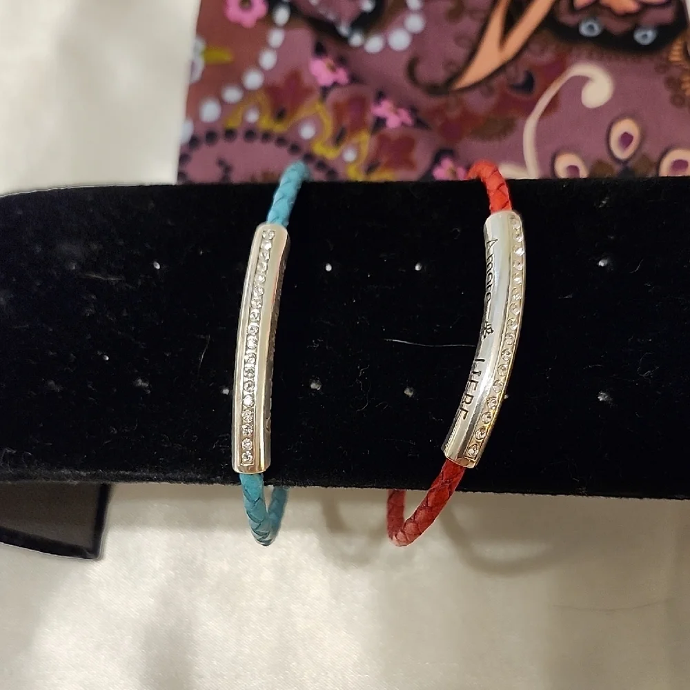 Elegant Silver and Red/Blue Bracelet Set - Picture 1 of 6